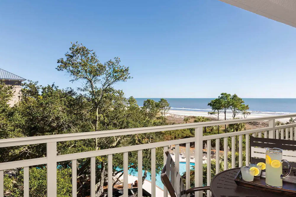 Balcony views of the beach from the two bedroom villa at the Marriott Grande Ocean Resort in Hilton Head Island 1000