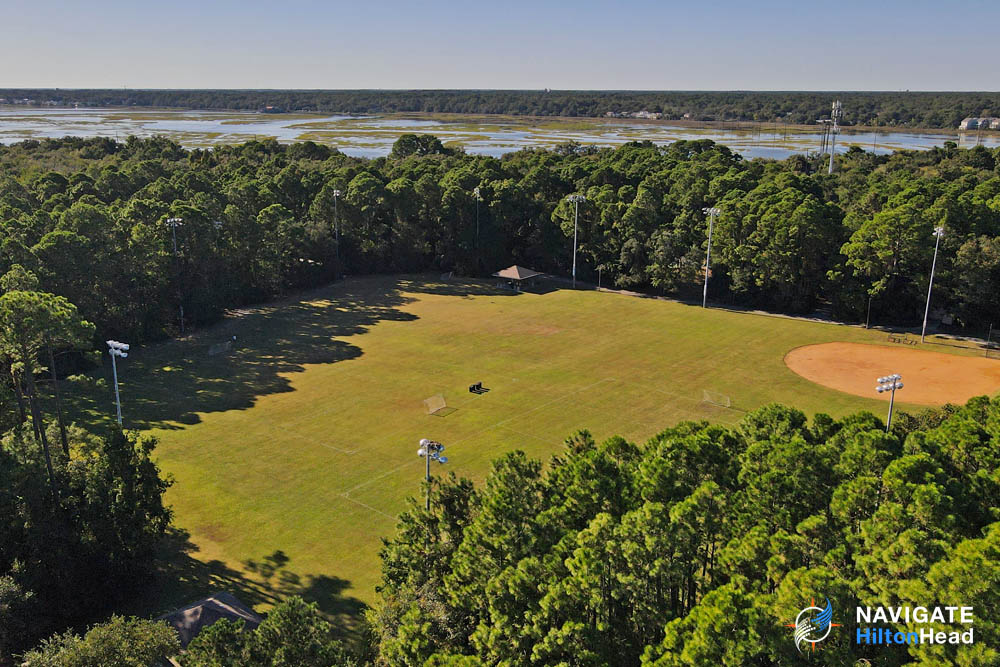 Aerial image of the Fields Chaplin Community Park in Hilton Head 1000