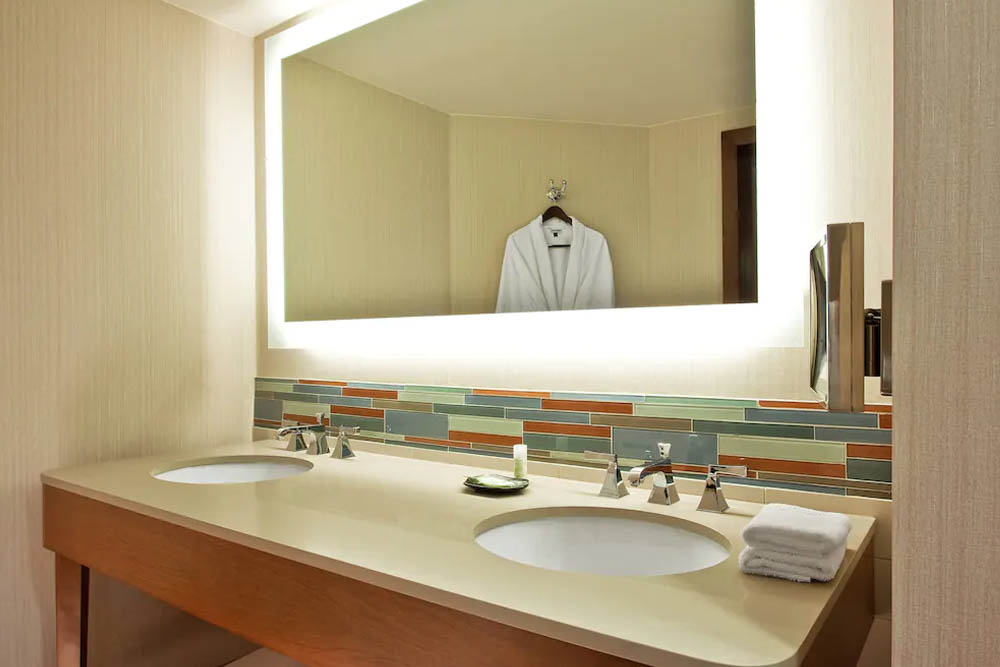 Deluxe Ocean Front Room double vanities in the bathroom at The Westin Hilton Head Resort 1000