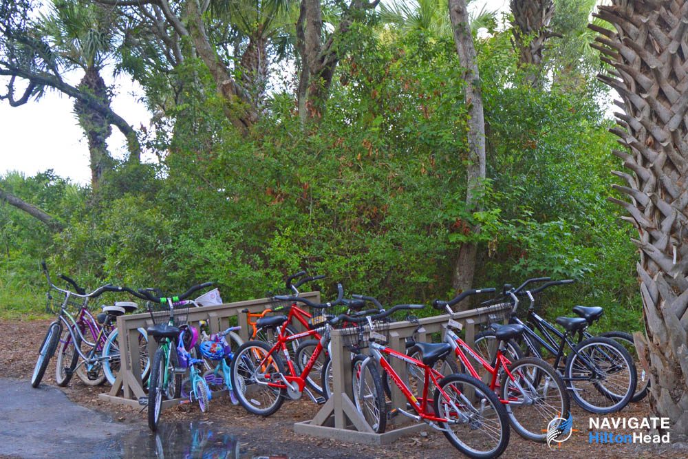 Bikes parked outside of the Disney Beach House at the Disney Hilton Head Resort 1000
