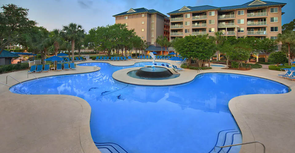 View of the Dolphin Pool at the Marriott Grande Ocean Resort in Hilton Head Island 960