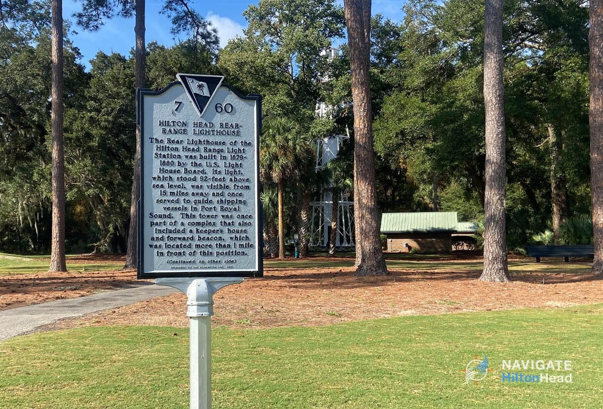 Historic Marker at the road of the Hilton Head Rear Range Lighthouse in Leamington 1200