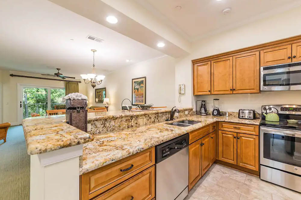 Kitchen space with large appliances and everything you need for your vacation 
