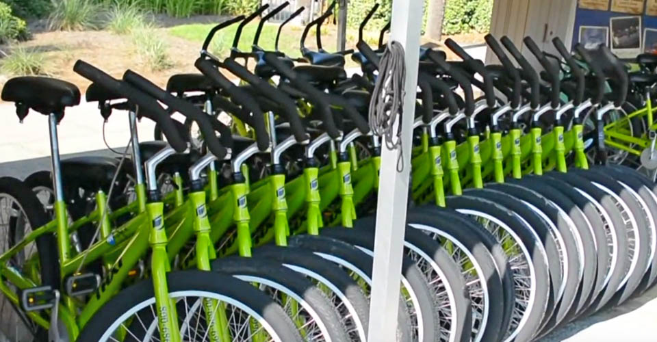 Line of Bikes for rent at the Sonesta Hilton Head Resort 960