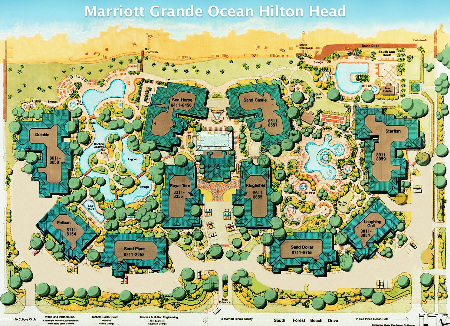 Resort Map of the Marriott Grande Ocean Resort in Hilton Head Island
