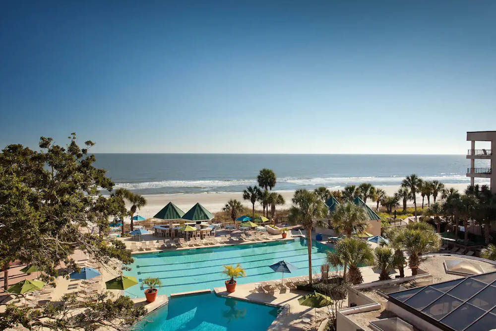 Lap pool with ocean views at the Palmetto Dunes Marriott Hilton Head Resort and Spa 1000