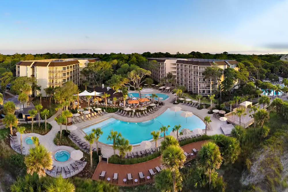 Overview of all pools at the Omni Oceanfront Resort in Hilton Head 1000