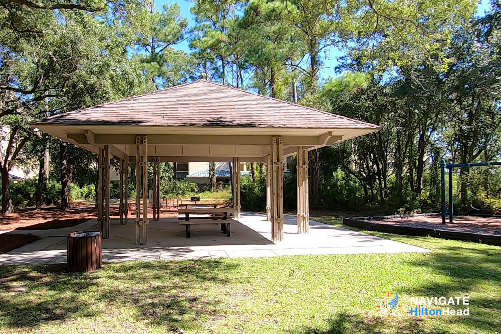 Picnic Pavilion with tables and grill at the Islanders Beach Park Hilton Head Island 1000