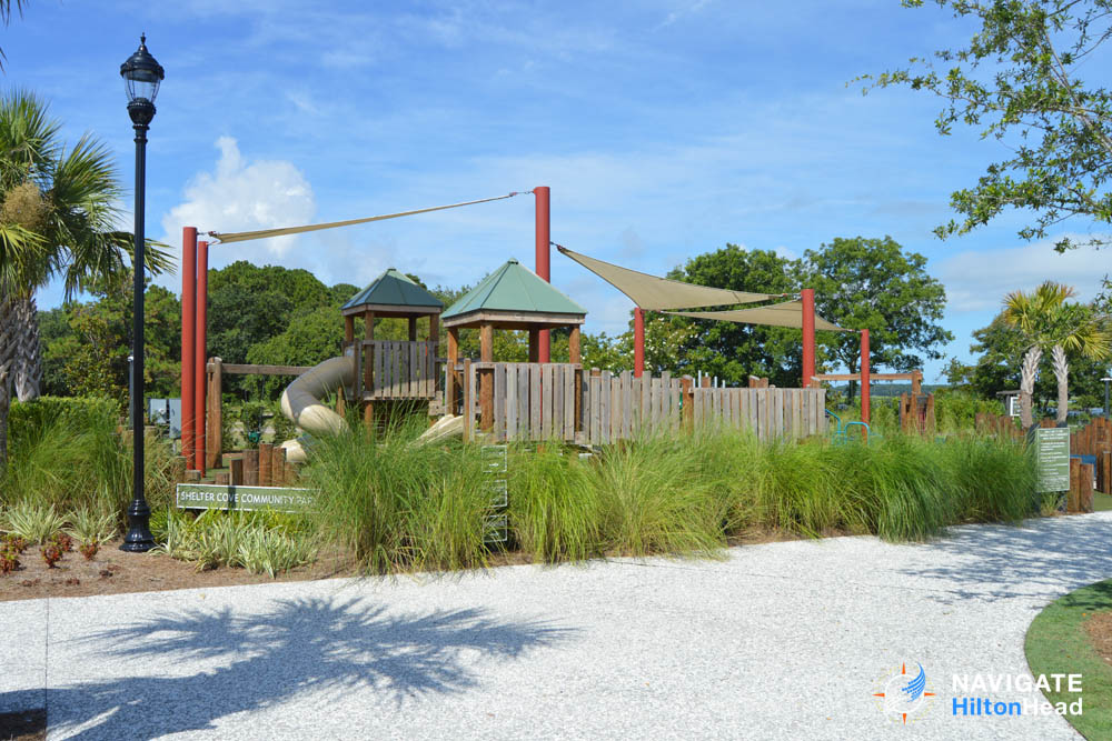Playground from the walking path at the Shelter Cove Community Park in Hilton Head 1000