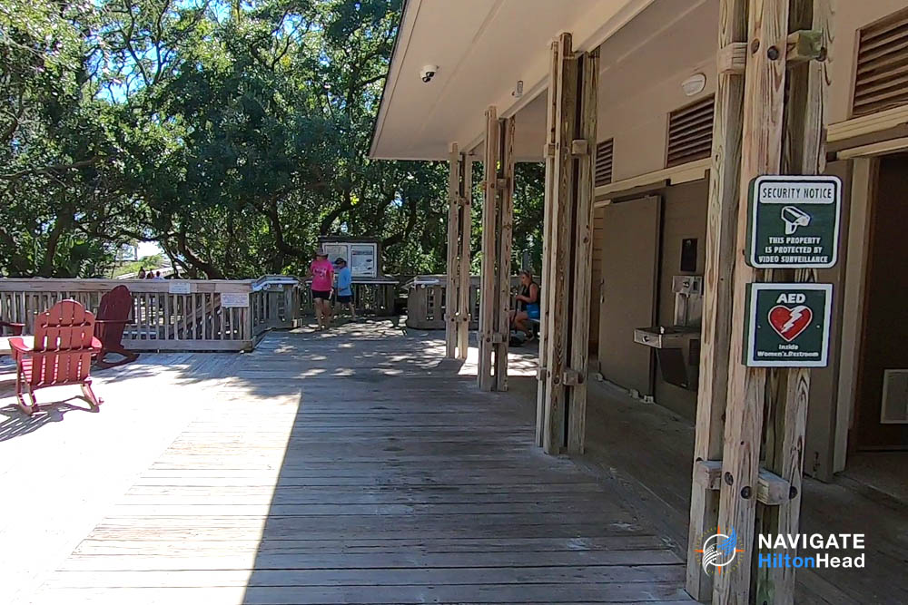 Restrooms are located at the begining of the path as well as a couple of seating areas at Islanders Beach Park at Hilton Head Island 1000