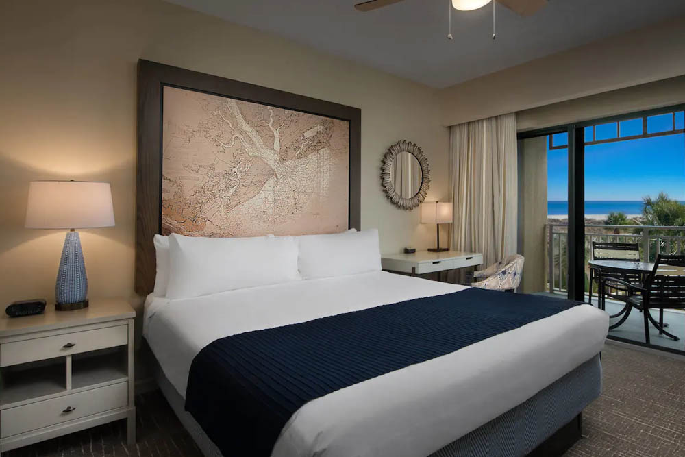Master Bedroom at the two bedroom villa at the Marriott Barony Beach Club Resort in Hilton Head 1000
